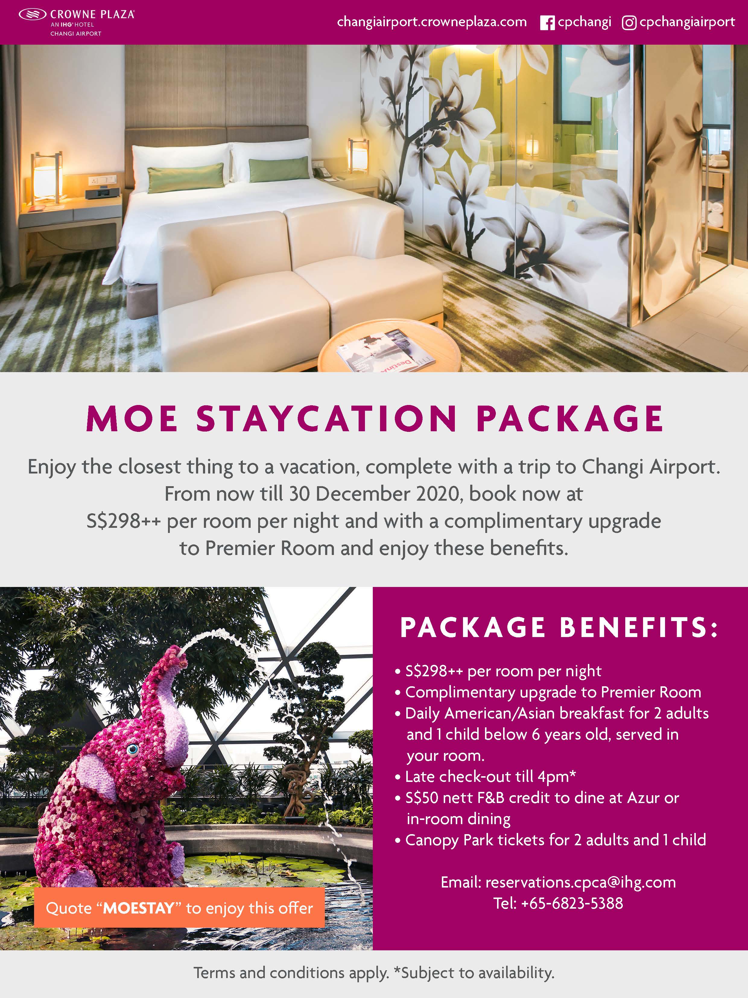 Crowne Plaza Changi Airport Special Staycation Package Ministry of